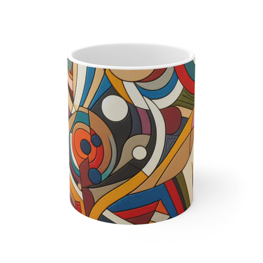 "Caos de la vida nocturna: un tributo abstracto dinámico a la energía vibrante de la ciudad" - The Alien Ceramic Mug 11oz Abstract Art