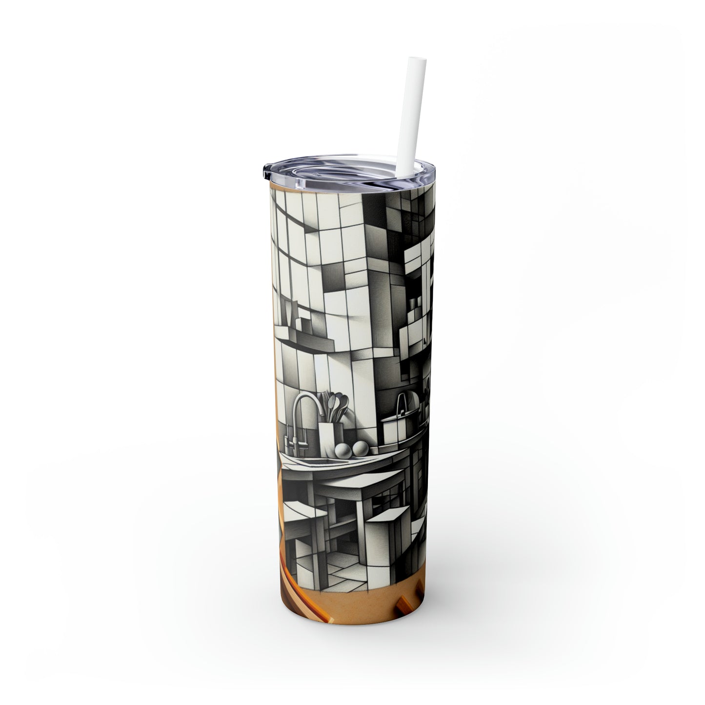 « Cubist Kitchen Collage » - The Alien Maars® Skinny Tumbler avec paille 20oz Style Cubisme