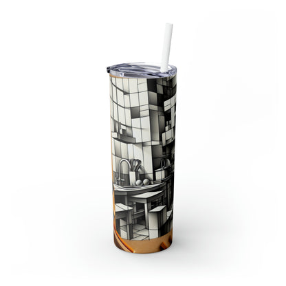 "Cubist Kitchen Collage" - The Alien Maars® Skinny Tumbler with Straw 20oz Cubism Style