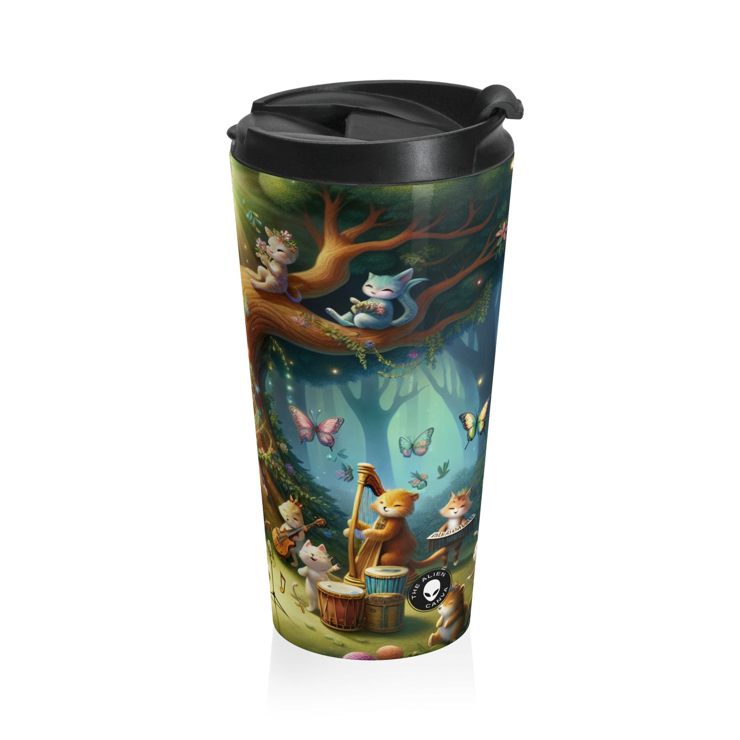 « Enchanted Forest Jam » – La tasse de voyage en acier inoxydable Alien