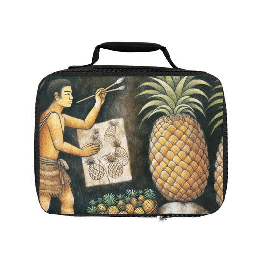 "Récolte d'ananas" - Le style de peinture rupestre du sac à lunch Alien