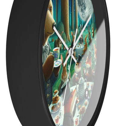 "Enchanted Moonlit Tea Party in the Forest" - The Alien Wall Clock