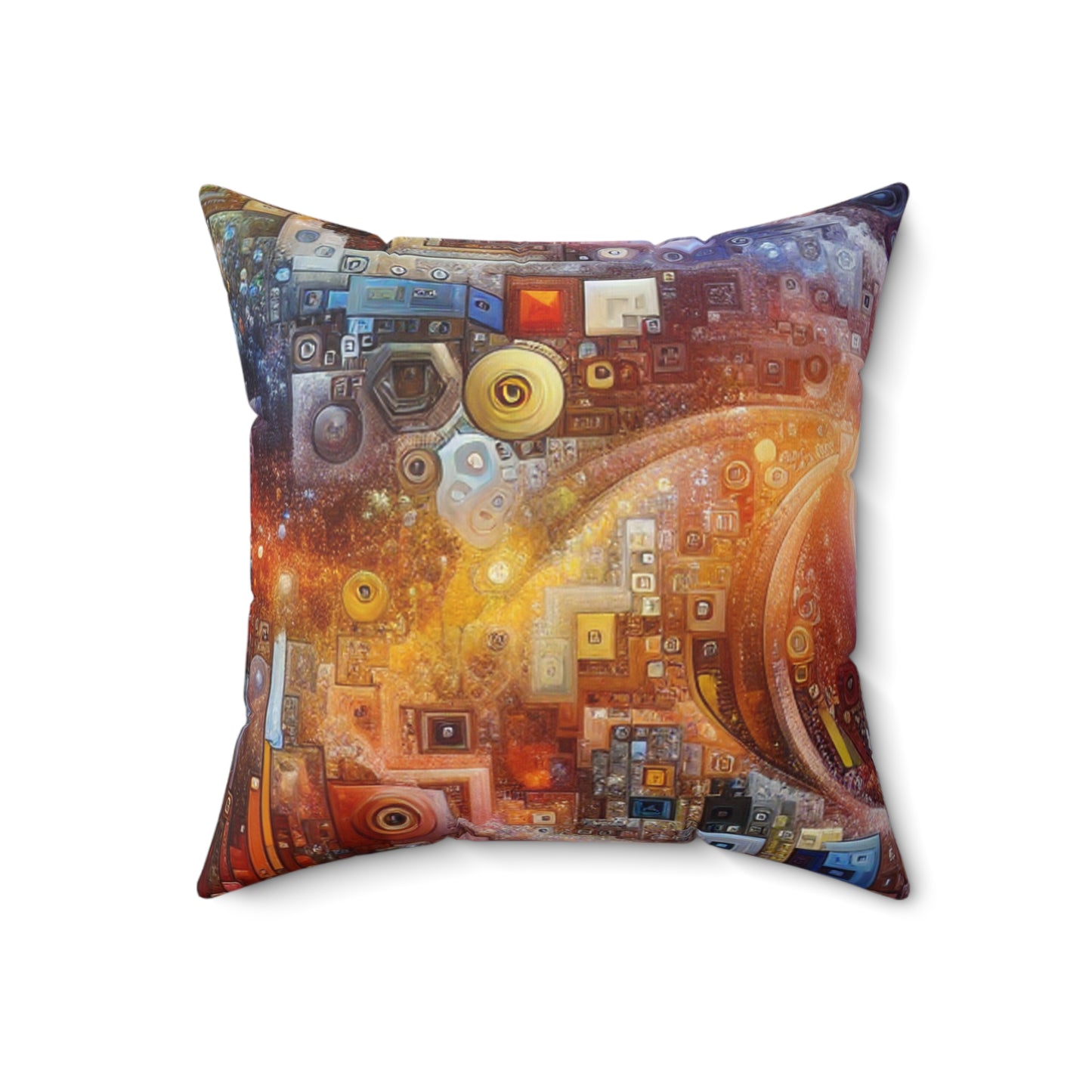 "Futuristic City Nights: A Dazzling Metropolis of Innovation and Imagination"- The Alien Spun Polyester Square Pillow Digital Art