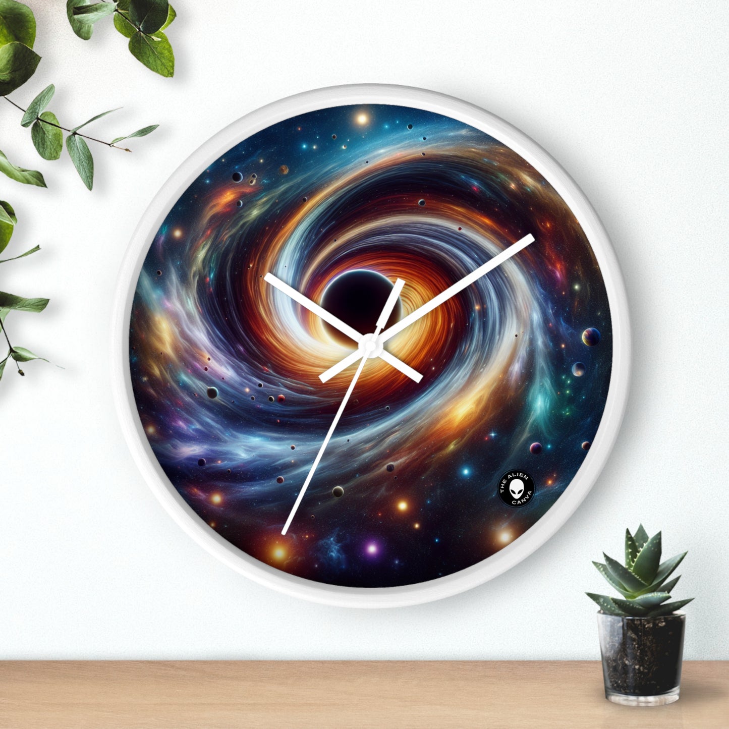 "Vórtice galáctico: la danza colorida de estrellas y planetas" - El reloj de pared alienígena