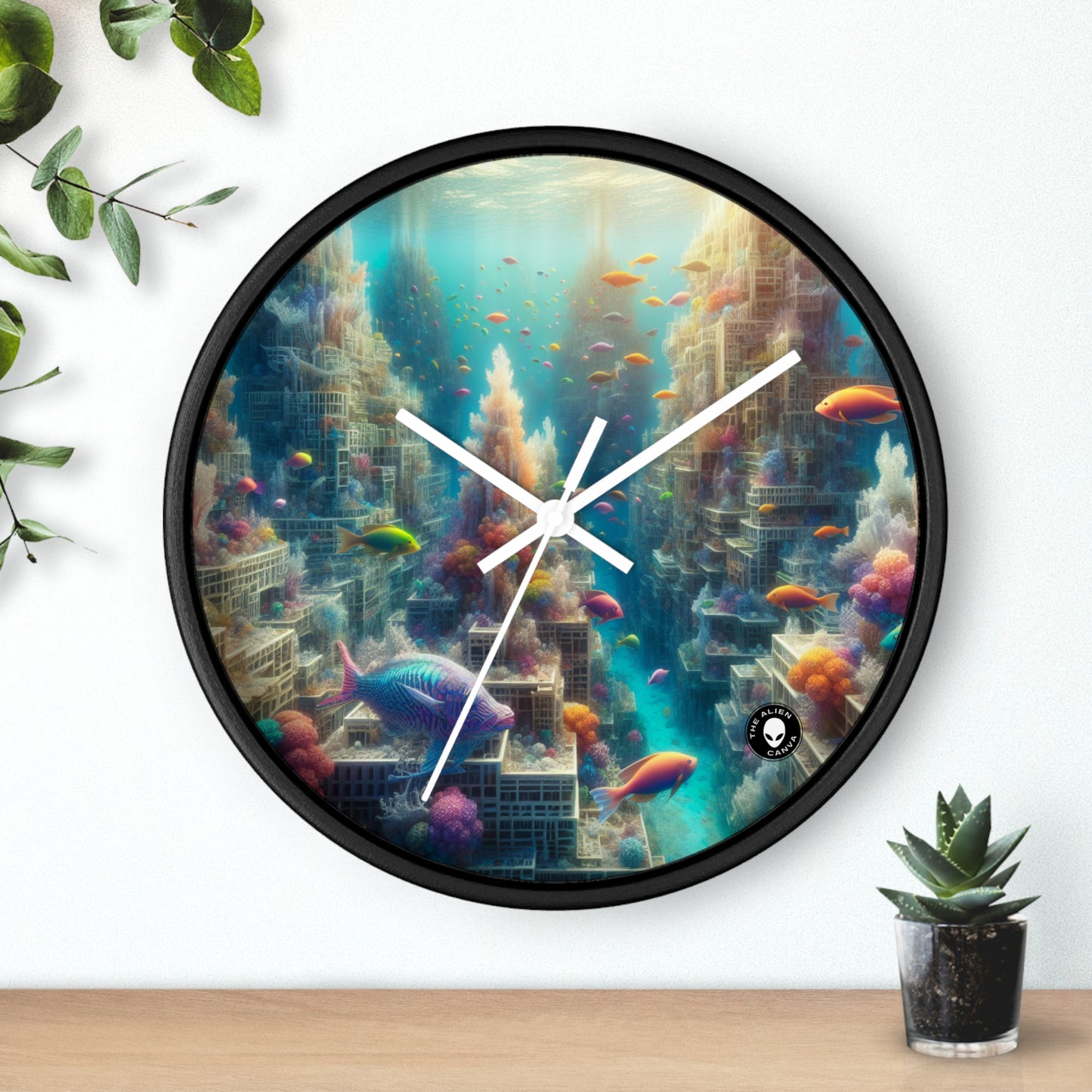 "Coralline City: A Surreal Underwater Wonderland" - The Alien Wall Clock