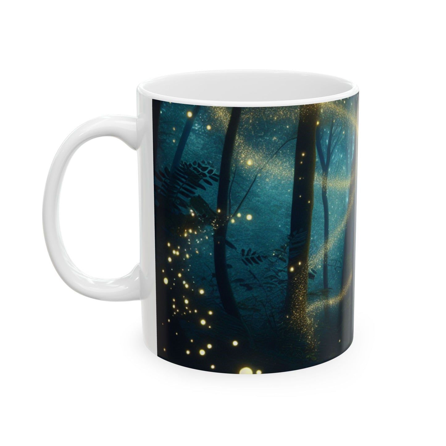 « Forêt enchantée : Danse des lucioles » – Tasse en céramique Alien 11 oz