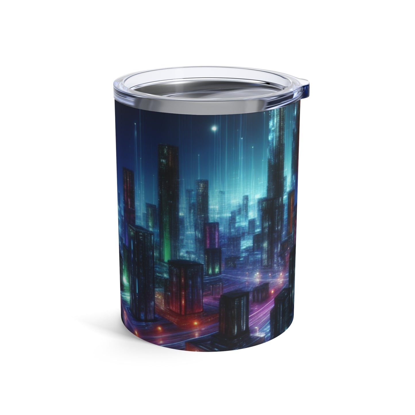 "Neon Skyline: un paisaje urbano futurista" - Vaso Alien de 10 oz