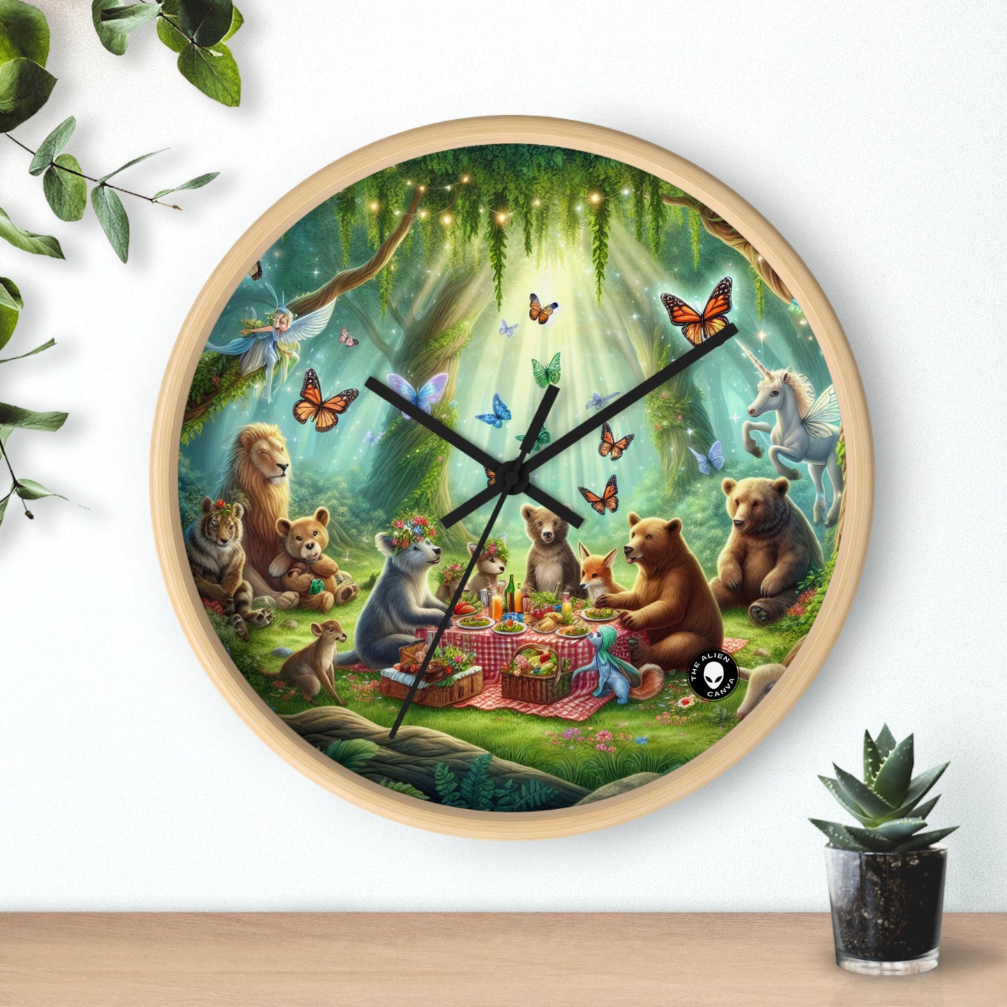 "Picnic en el bosque encantado": el reloj de pared extraterrestre