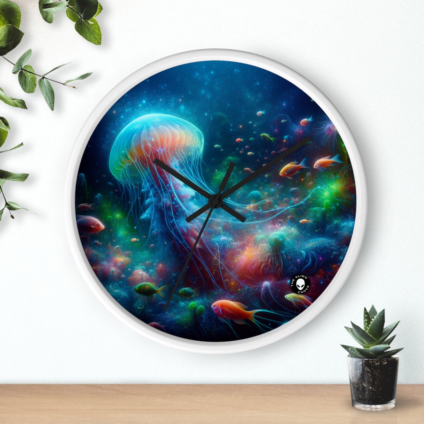 "Glowing Jellyfish in the Enchanted Underwater World" - The Alien Wall Clock