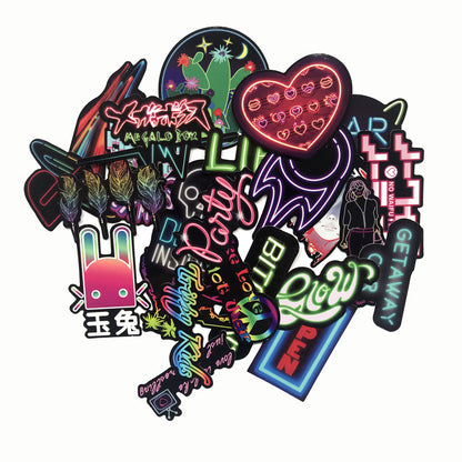 Harajuku Color Neon LED Luggage Trolley Suitcase Laptop Skateboard Body Sticker