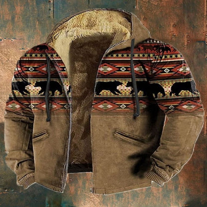 Pull imprimé vintage à capuche Bejirog pour hommes