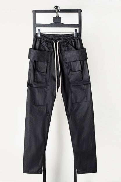 High Street Dark Brush Wax Coated Double Loop Work Pants