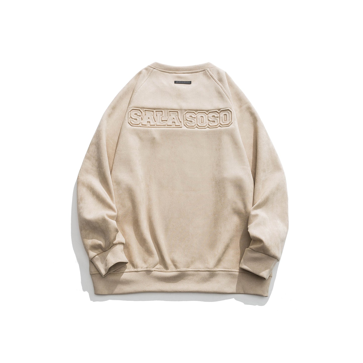 Letter Printed Deerskin Cashmere Crewneck Sweater