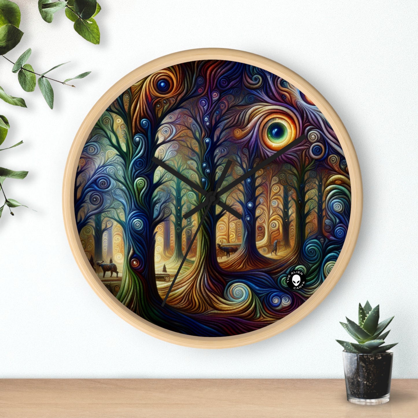 "Enchanted Rainbow Woods" - The Alien Wall Clock