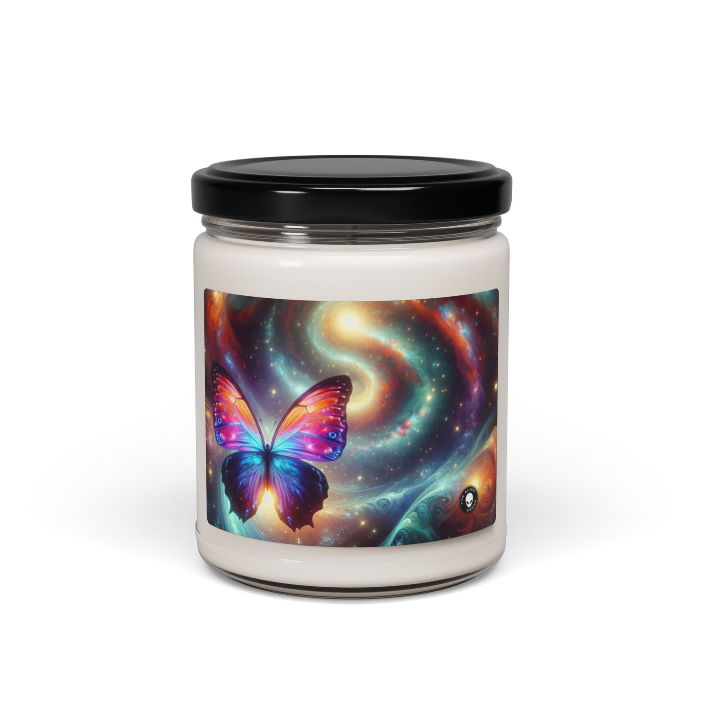 "Mariposa galáctica: un espectáculo cósmico" - Vela de soja con aroma alienígena de 9 oz