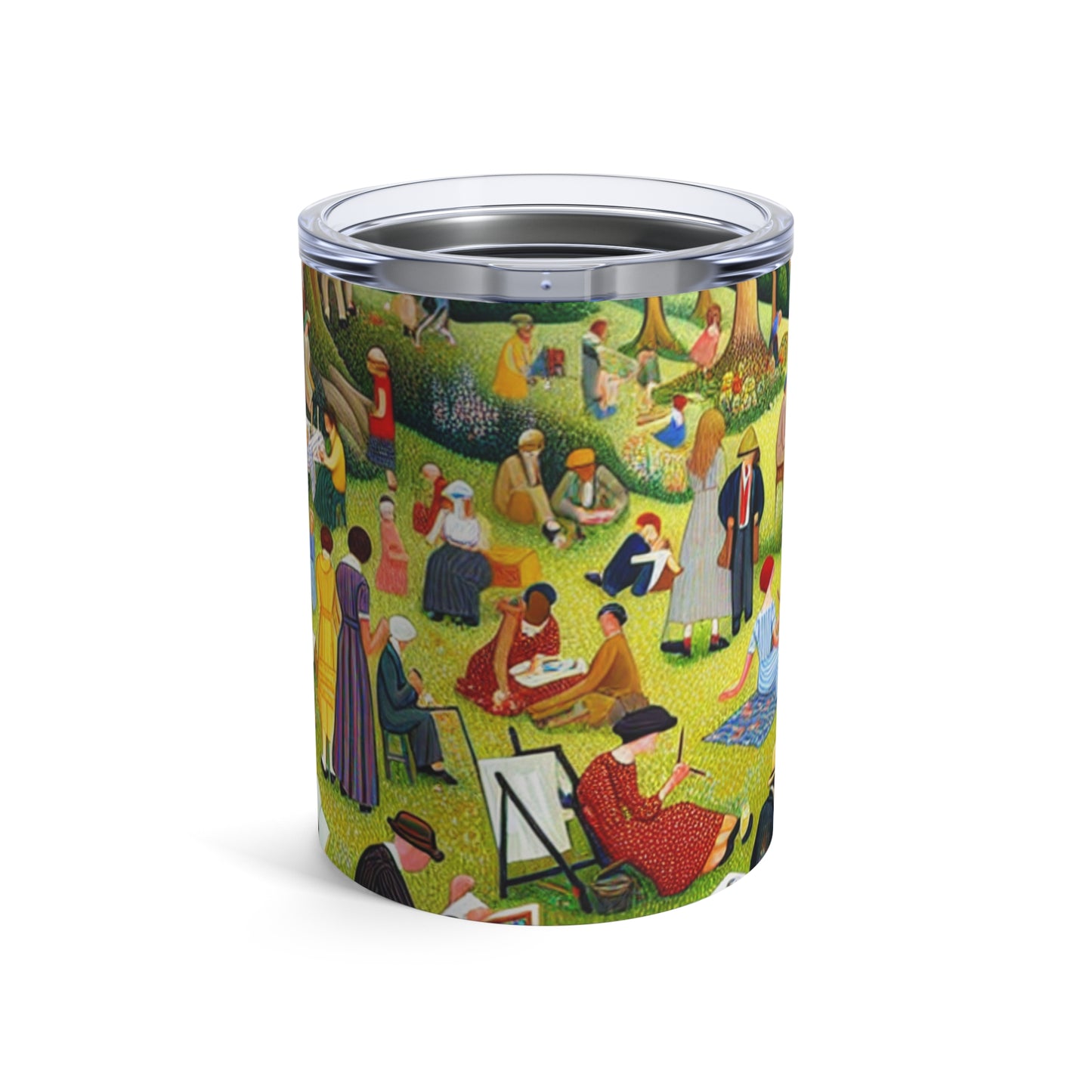 "Whimsical Village Delights" - El vaso alienígena de 10 oz de arte naïf