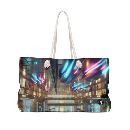 Neon Rain: A Futuristic Cityscape - The Alien Weekender Bag