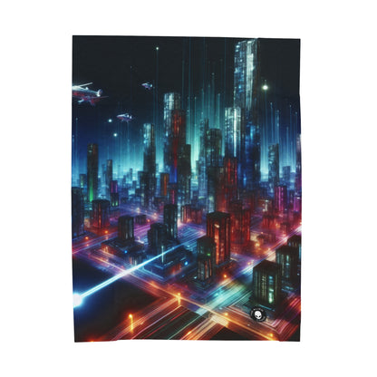 « Neon Skyline : un paysage urbain futuriste » - La couverture en peluche Alien Velveteen