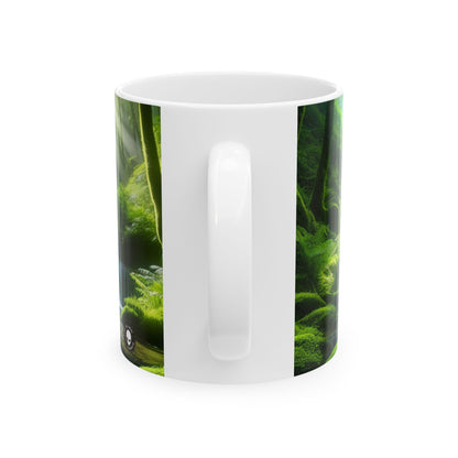 "Encantador oasis en cascada": taza de cerámica alienígena de 11 oz