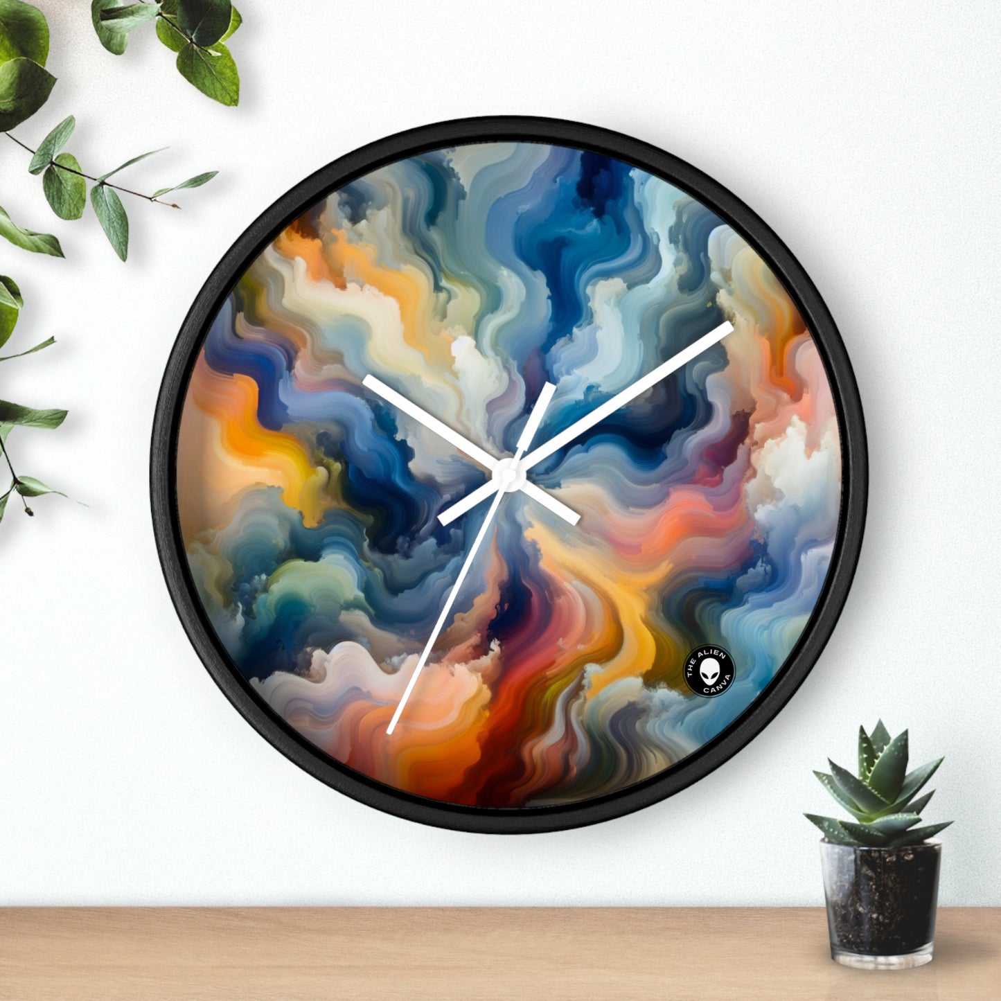 "Reflejos del atardecer: una pintura de campo de color sereno" - La pintura de campo de color del reloj de pared alienígena