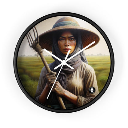 "Farmer in the Fields: A Weathered Reflection" - The Alien Wall Clock Realism