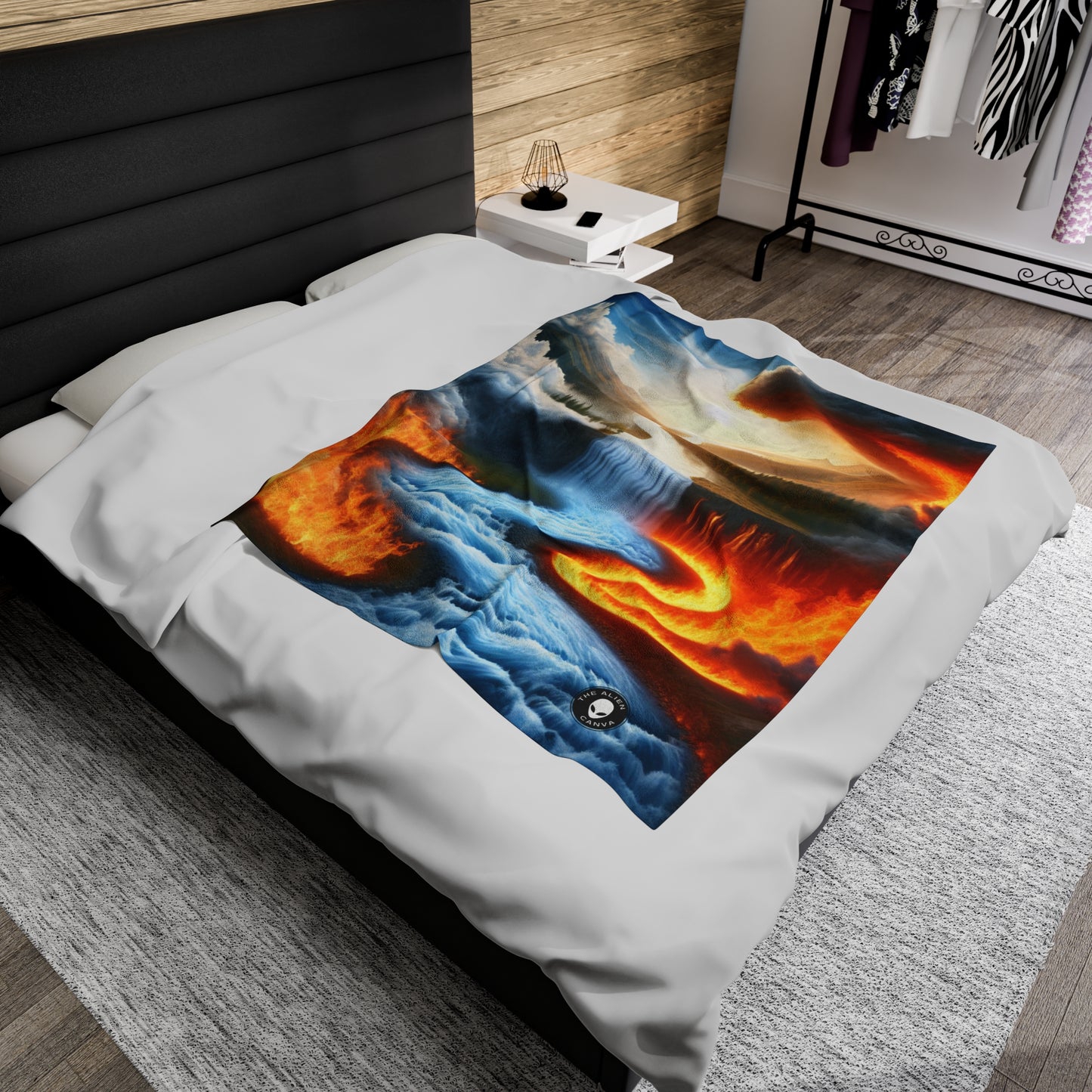 "Fusion of Elements: Harmony in Contrast" - The Alien Velveteen Plush Blanket