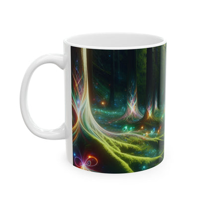 - Forêt enchantée de cristal : une tapisserie de lumière - Tasse en céramique Alien 11 oz