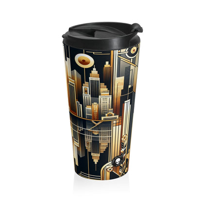 "Luxe Deco: Artistic Elegance at The Grand Hotel" - The Alien Stainless Steel Travel Mug Art Deco