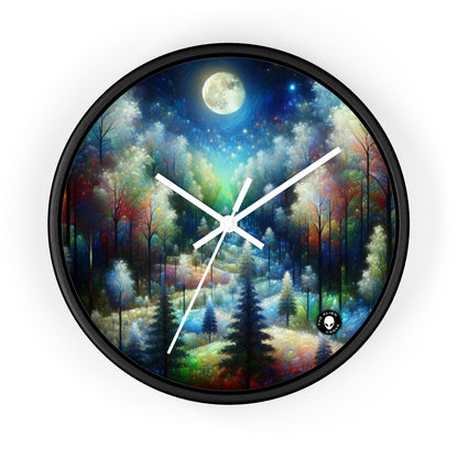 "Enchantement au clair de lune : une forêt vibrante" - L'horloge murale extraterrestre