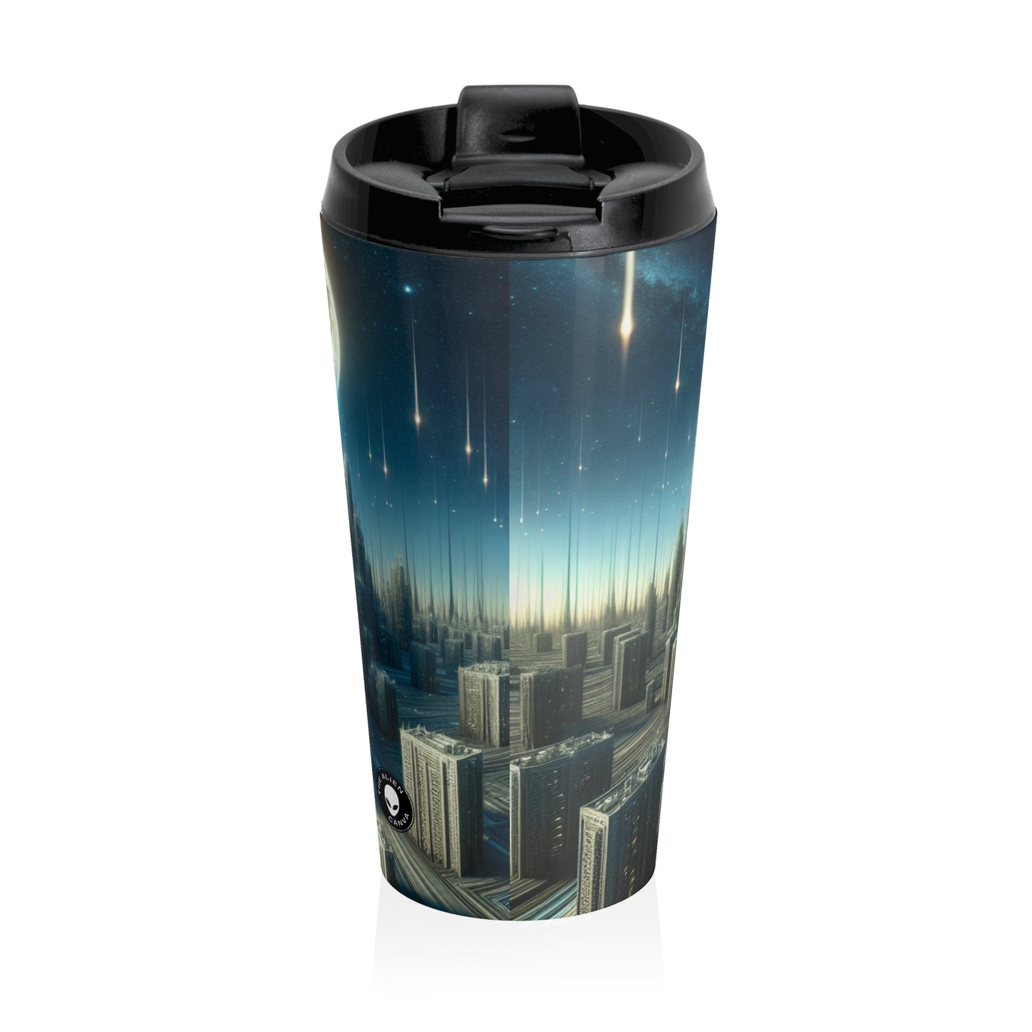 "Nighttime Cityscape Melt" - The Alien Stainless Steel Travel Mug