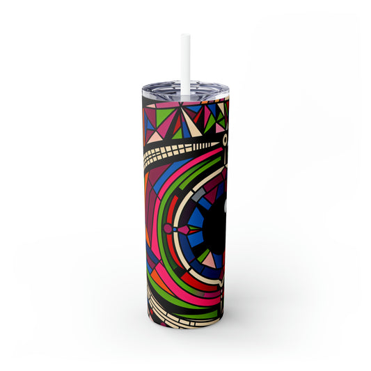 "Eye of the Illusionist". - The Alien Maars® Skinny Tumbler with Straw 20oz Op Art Style