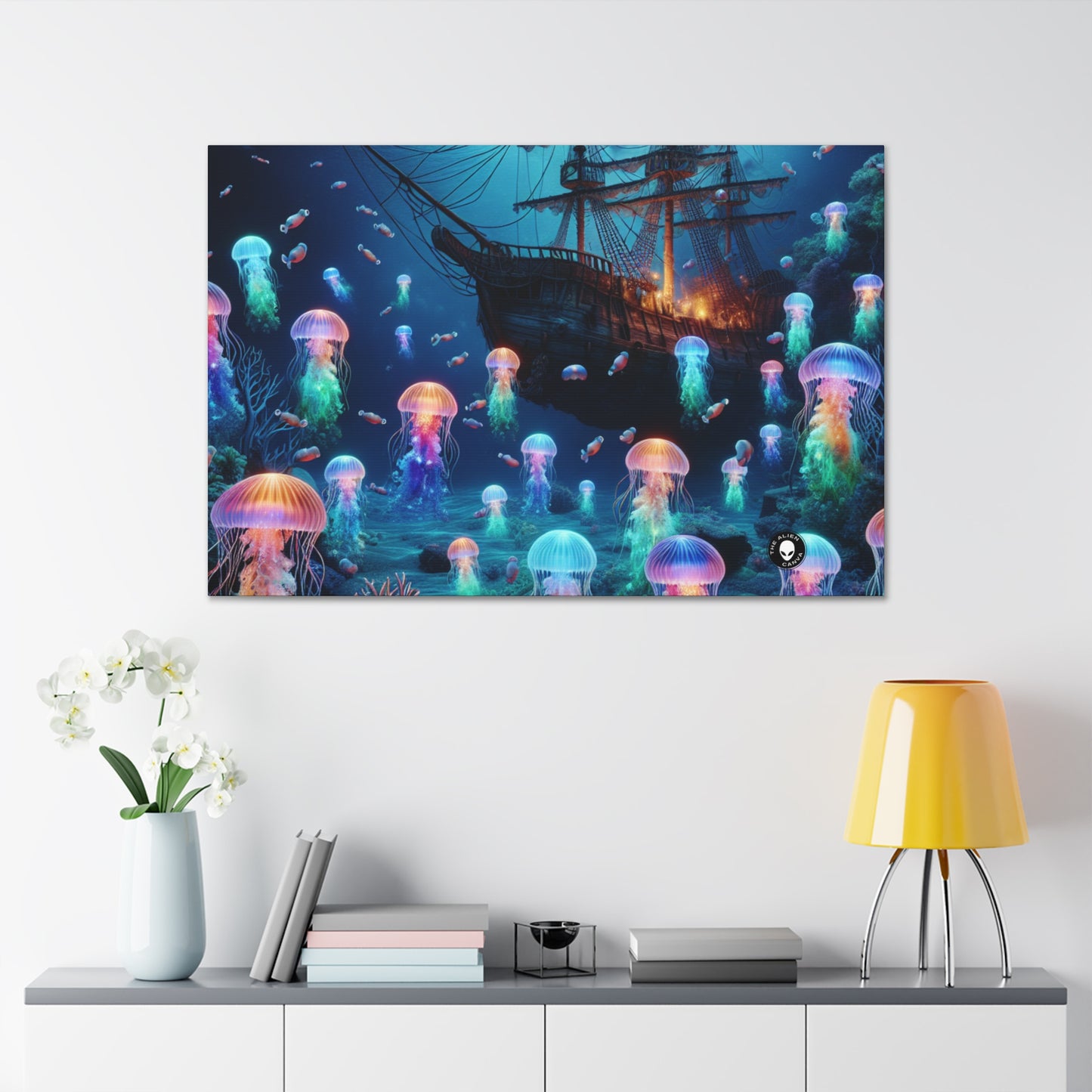 "Glowing Jellyfish Paradise: A Dreamy Underwater Adventure" - The Alien Canva