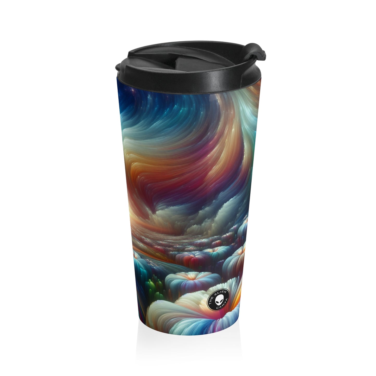 "Rainbow Sky, Moonlit Flowers" - The Alien Stainless Steel Travel Mug