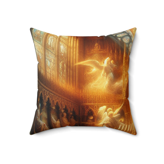 "Harmony of Faith: Divine Unity"- The Alien Spun Polyester Square Pillow Religious Art