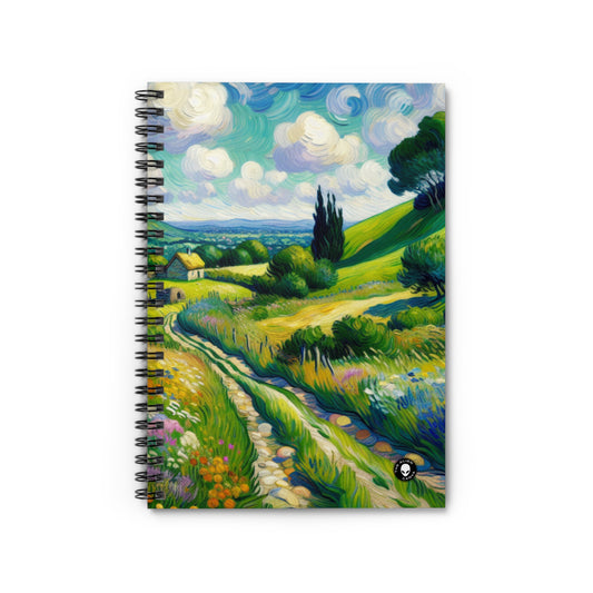 "Mystical Morning: A Post-Impressionist Journey into a Vibrant Dawn" - The Alien Spiral Notebook (Ruled Line) Post-Impressionism