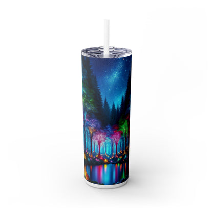 "Crystal Glow: El bosque encantado" - Vaso estrecho con pajita de 20 oz de Alien Maars®