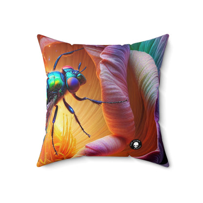 "The Beauty of Nature: A Hyperrealistic Insect Mosaic" - The Alien Spun Polyester Square Pillow Hyperrealism