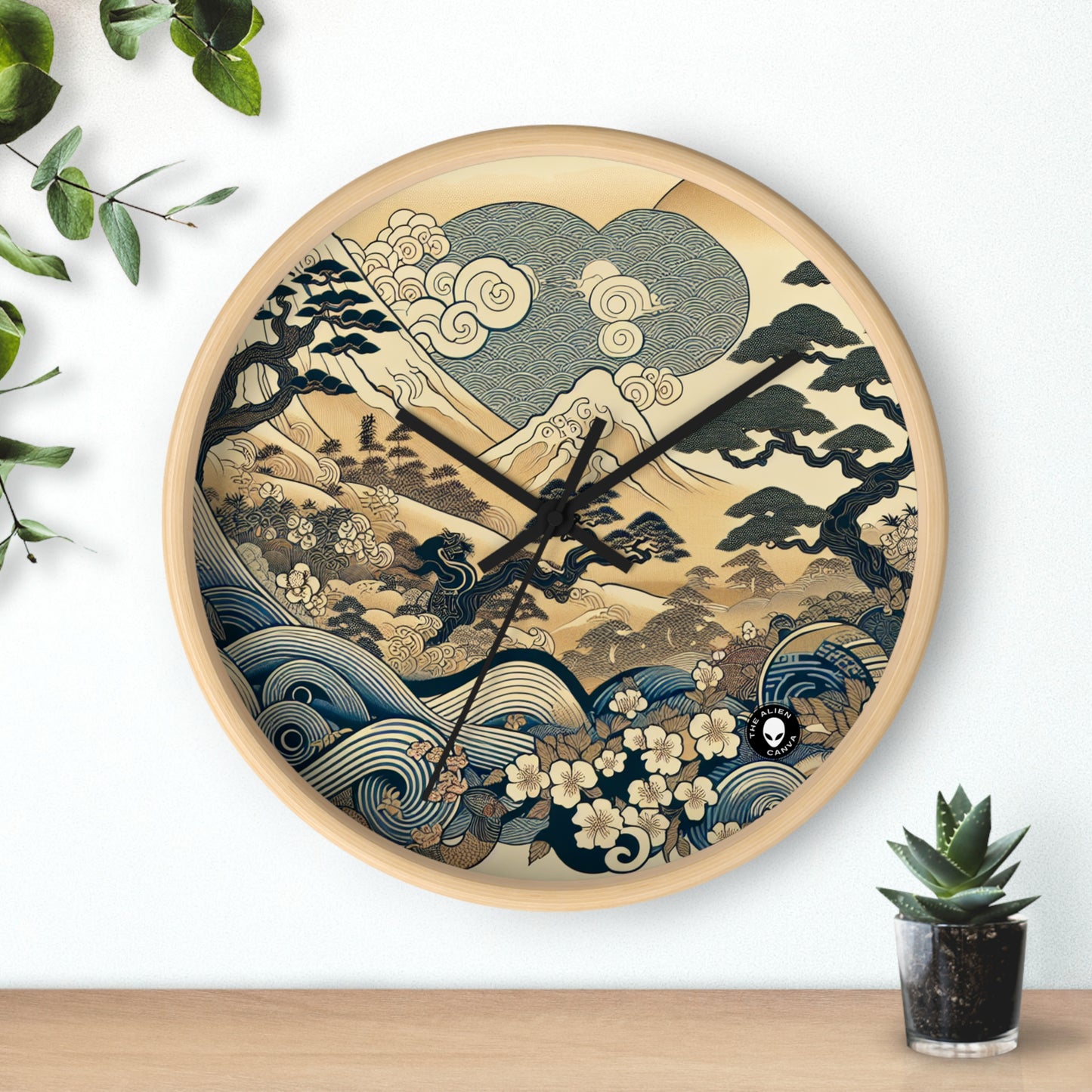 "Los sueños festivos de Edo" - El reloj de pared alienígena Ukiyo-e (impresión en madera japonesa)