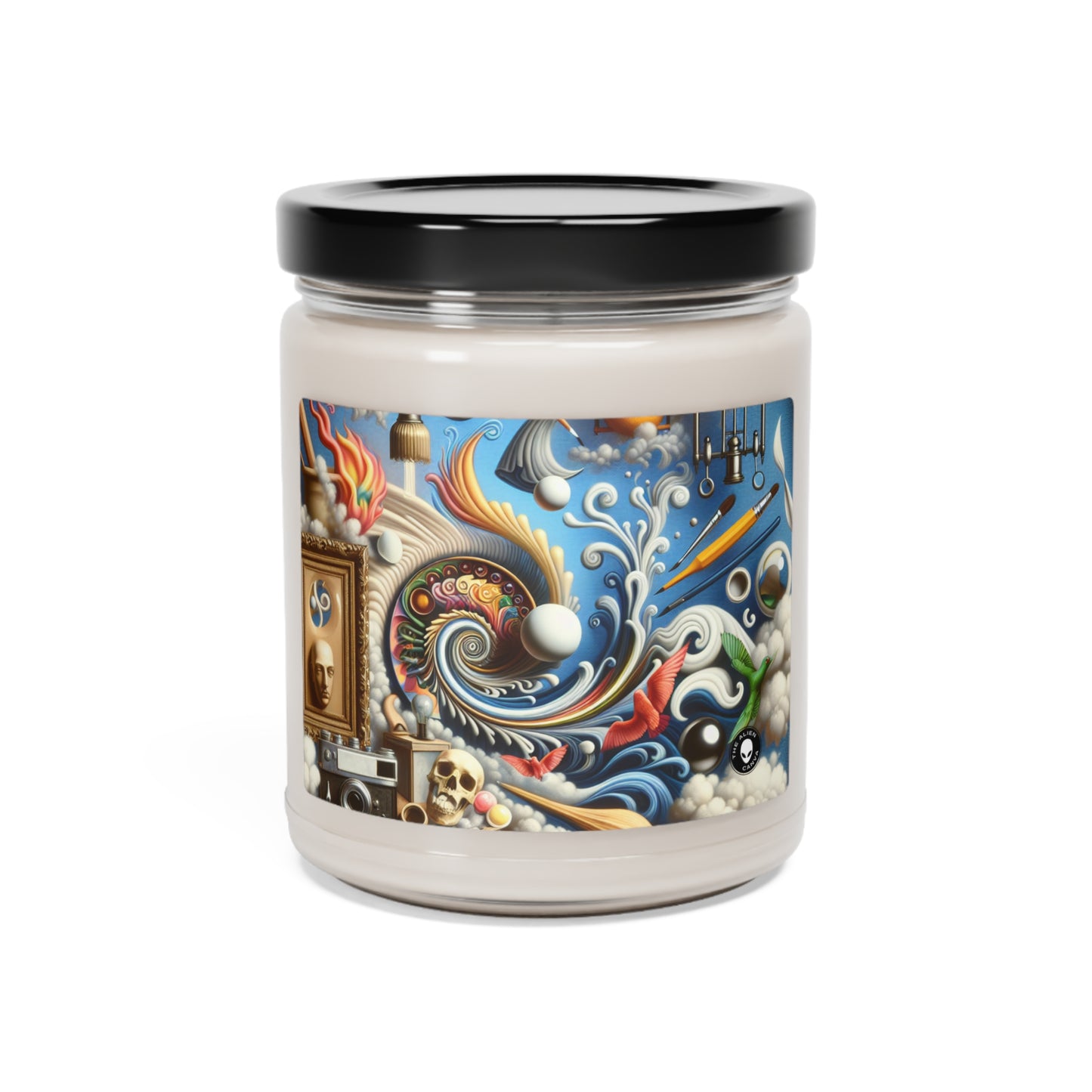 "Fusion temporelle : paysage surréaliste" - La bougie de soja parfumée Alien 9oz Surréalisme