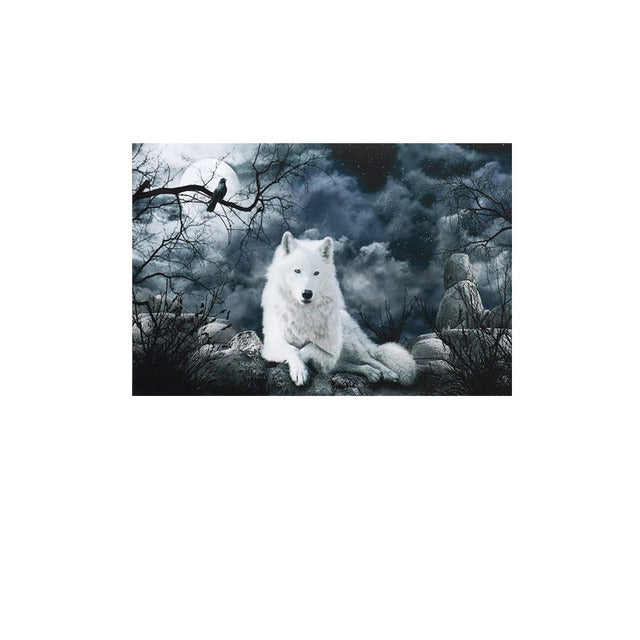 Scandinavian Style Forest Wolf Head Art Poster