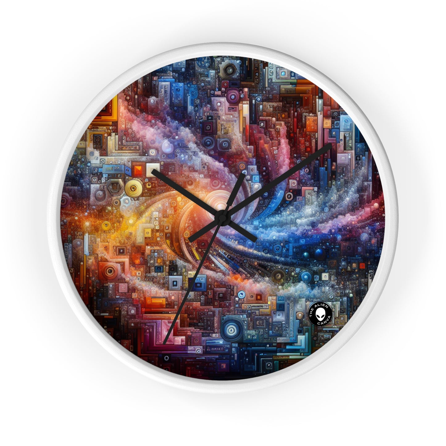 "Noches de ciudades futuristas: una metrópolis deslumbrante de innovación e imaginación" - The Alien Wall Clock Digital Art