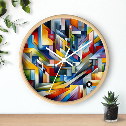 "City Pulse: A Vibrant Nighttime Geometric Journey" - The Alien Wall Clock Hard-edge Painting