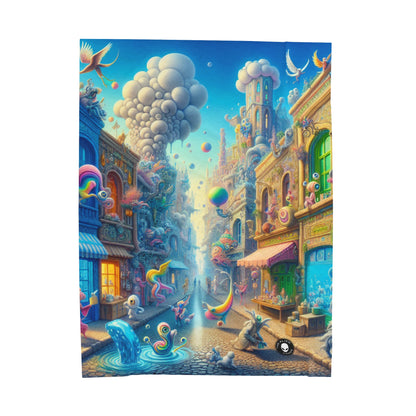 "Whimsical Wonders: A Vibrant Street Scene" - The Alien Velveteen Plush Blanket