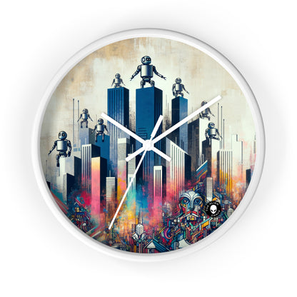 "Robotic Cityscape: A Futuristic Mural" - The Alien Wall Clock Street Art / Graffiti