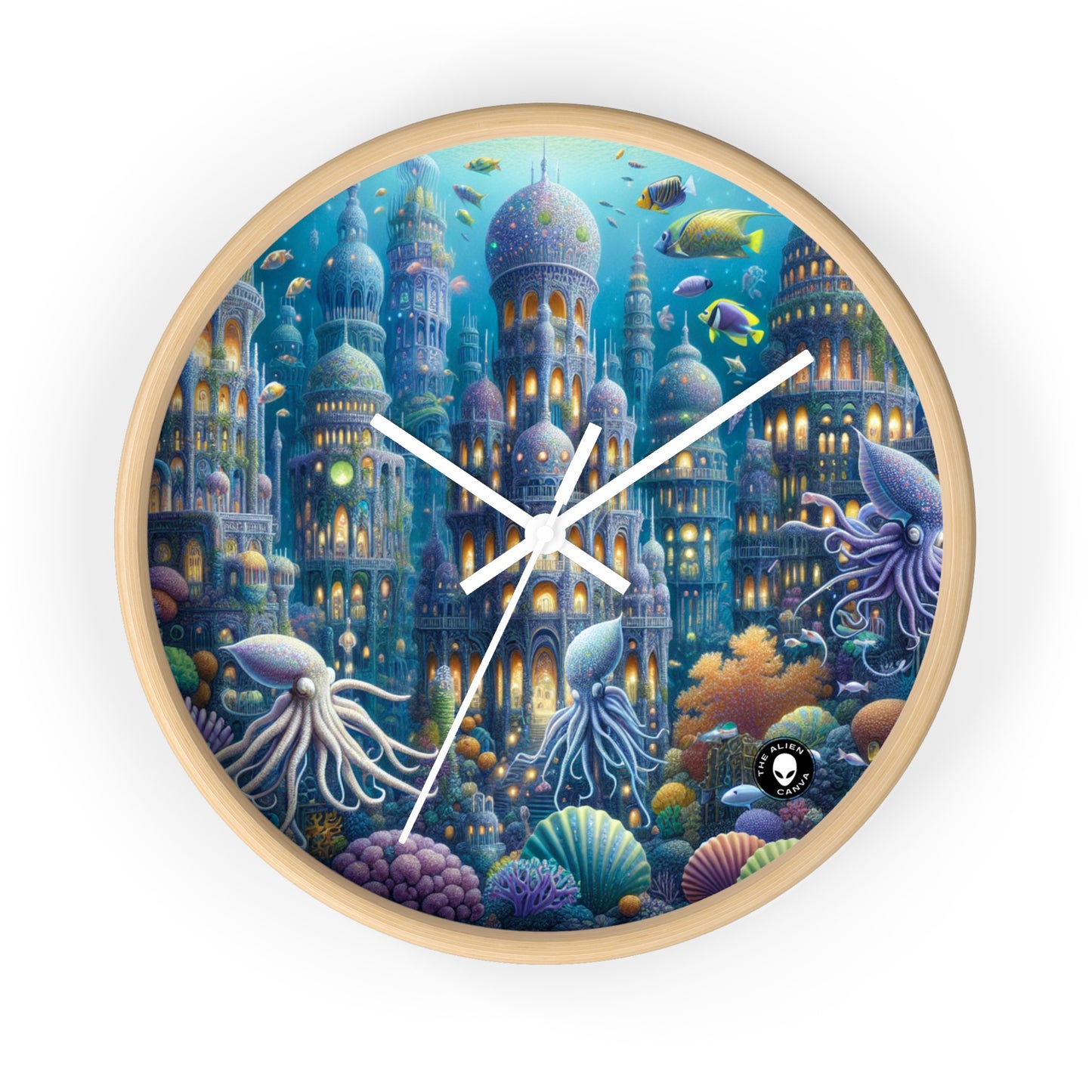 "Enchanting Atlantis: A Harmony of Sea Creatures" - The Alien Wall Clock