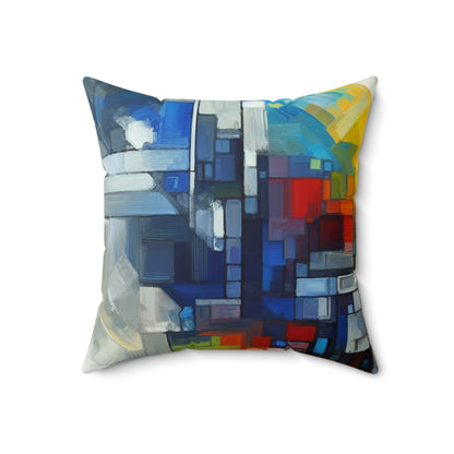 "Optimistic Progress: An Abstract Artwork" - The Alien Spun Polyester Square Pillow Abstract Art