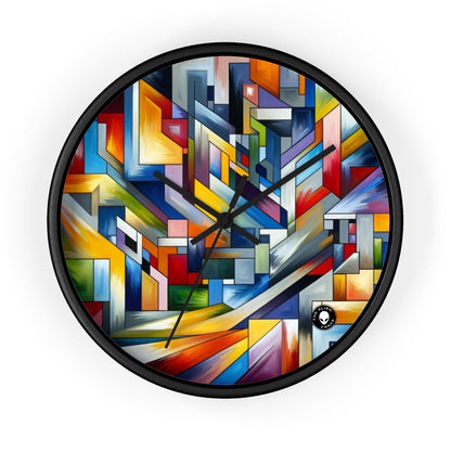 "City Pulse: A Vibrant Nighttime Geometric Journey" - The Alien Wall Clock Hard-edge Painting