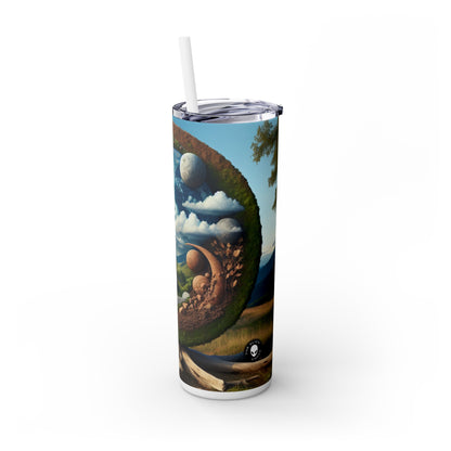 "Sahara Sands : Installation artistique aérienne de la Terre" - The Alien Maars® Skinny Tumbler avec paille 20oz Earth Art