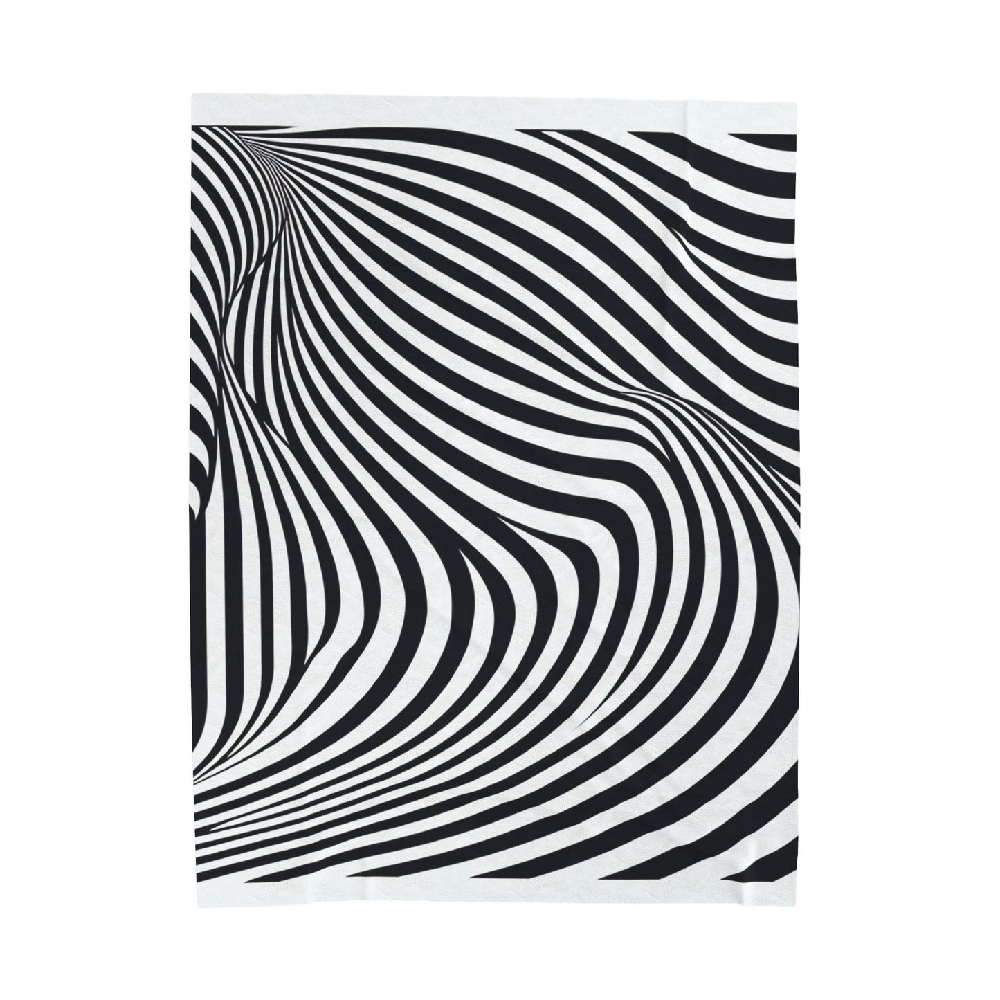 "Optical Illusion Wave" - The Alien Velveteen Plush Blanket Op Art Style