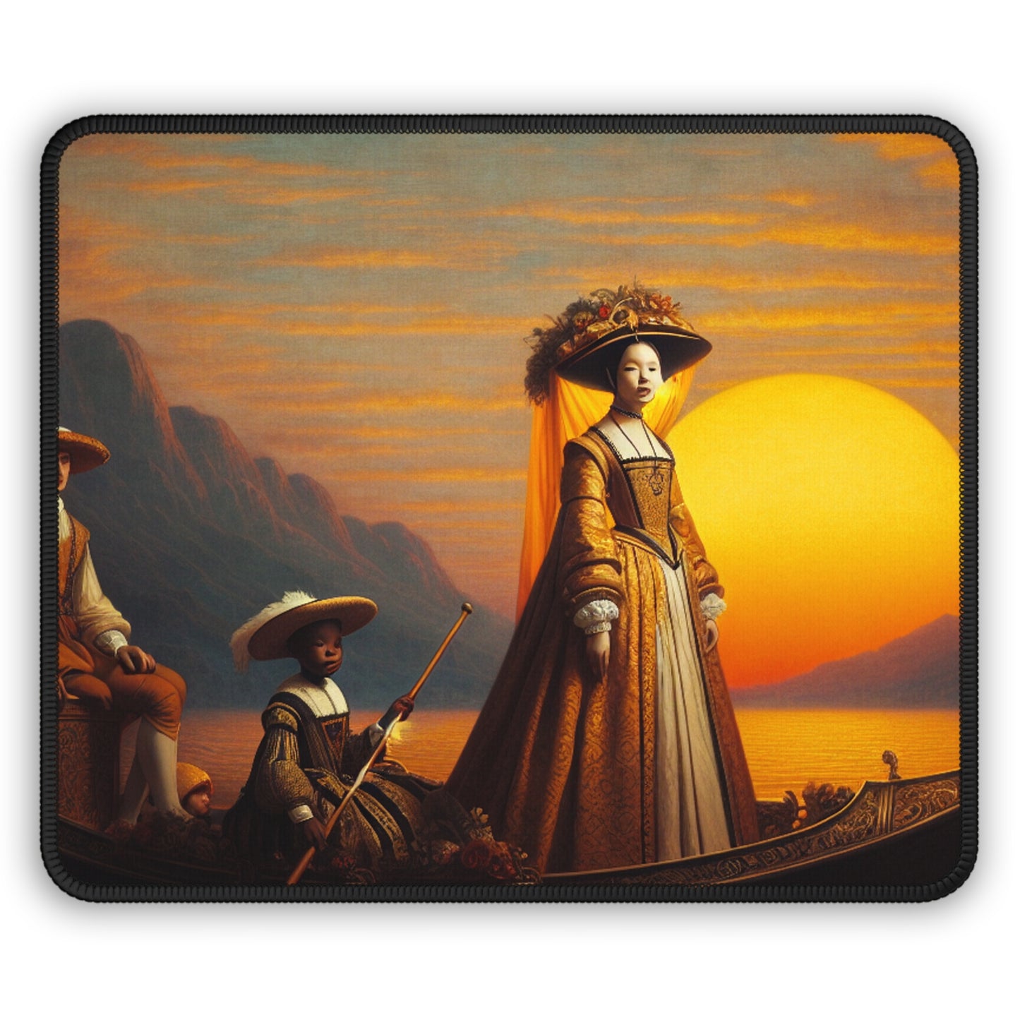 "Crepúsculo dorado en la góndola italiana" - The Alien Gaming Mouse Pad Estilo artístico renacentista